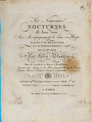 Six nouveaux nocturnes à 2 voix : avec accompt. de piano ou harpe