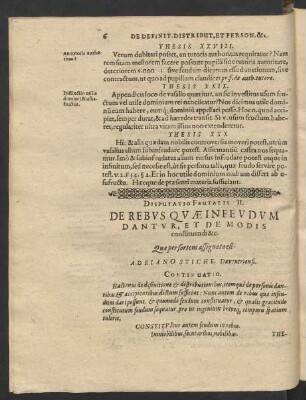 Disputatio Feudalis II. De Rebus Quae Infeudum Dantur, Et De Modis constituendi &c.