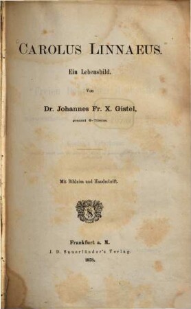 Carolus Linnaeus : ein Lebensbild