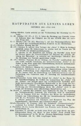 Hauptdaten Aus Lenins Leben Oktober 1913 - Juli 1914