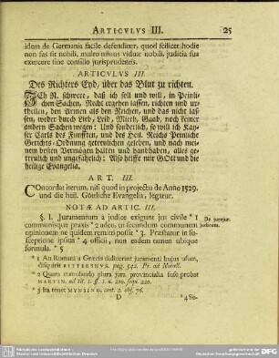 Articulus III. Des Richters Eyd, über das Blut zu richten