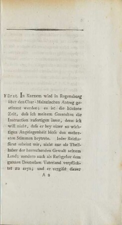 Text: Unterredung zwischen einem Deutschen Reichsfürsten und einem Seiner Räthe ...