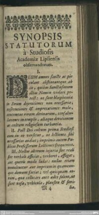Synopsis Statutorum a Studiosis Academiae Lipsiensis observandorum