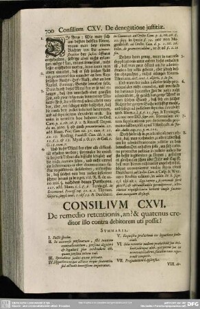Consilium CXVI. De remedio retentionis, an & quatenus creditor illo contra debitorem uti possit?