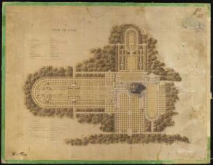 Entwurf, Rekonstruktion zur Villa Tuscum des Plinus, Druck, ca. 1890 : Tuscum des Plinus] - [Blatt] I. - P 27 - U : 15/14. - [ca. 1:1500] - [S.l.] , [1890] - 1 Plan : Lithographie ; 50.0 x 38,5 cm. - Blattgröße. - Hochbauabteilung Polytechnicum Dresden (Stempel). - Mit Erläuterungen. - Auf Pappe aufgezogen.