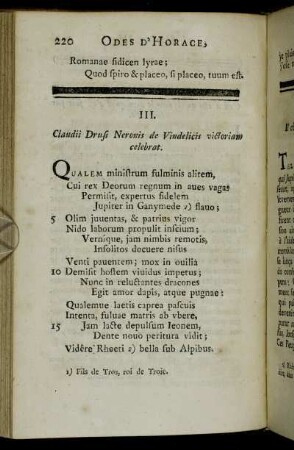 III. Claudii Drusi Neronis de Vindelicis victoriam celebrat = III. Il chante la victoire de Drusus sur les Vindeliciens
