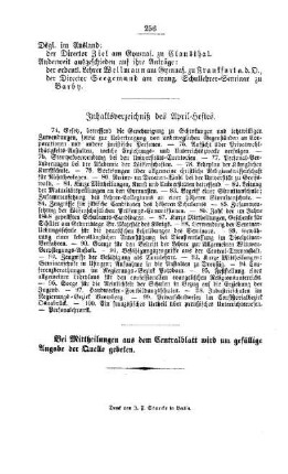 Inhaltsverzeichniß des April-Heftes