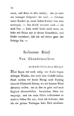 7. Von Ebendemselben - Am Bord der Pallas den 21.März 1776