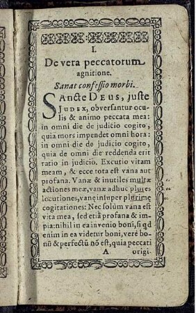 I. De vera peccatorum agnitione