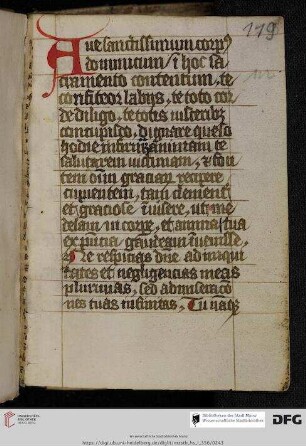 Orationes ad sacramentum eucharistiae et (120v) ante missam, (121v) psalmi pro monachis defunctis