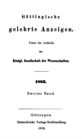 1883,2: Göttingische gelehrte Anzeigen