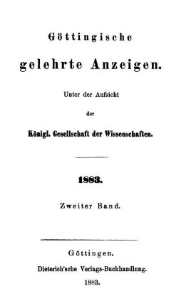 1883,2: Göttingische gelehrte Anzeigen