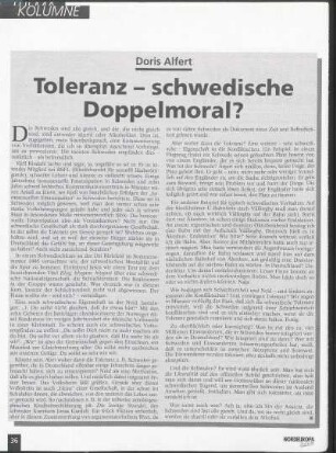 Toleranz - schwedische Doppelmoral?