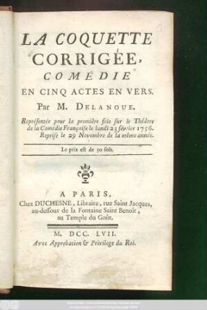 La Coquette Corrigée : Comédie En Cinq Actes En Vers