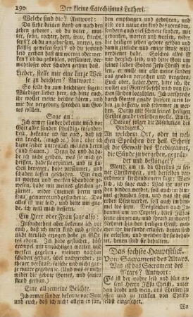 Das sechste Hauptstück. Vom Sacrament des Altars
