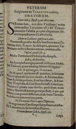 Veterum Scriptorum de Terentio iudicia