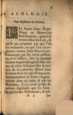 Apologie pour Messieurs le Prince de Conde et le Duc de Longueville