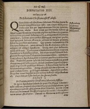 Disputatio XIII. De Libertatis Christianae usu & abusu
