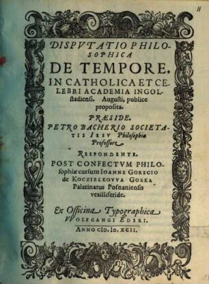 Disputatio Philosophica de tempore