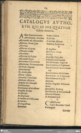 Catalogus Authorum, Qui In His Quatuor Libris citantur