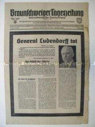 "Braunschweiger Tageszeitung" zum Tod von Ludendorff