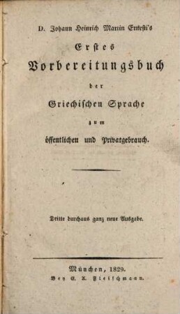 Erstes Vorbereitungsbuch der griechischen Sprache