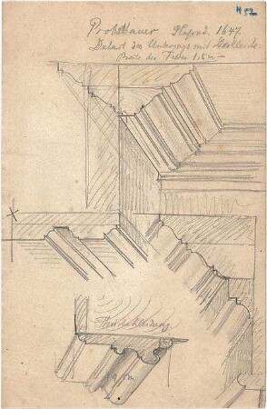 Thiersch, August ; Bauaufnahmen (deutsche Bauernhäuser u.a.) - Plafond (Detail)
