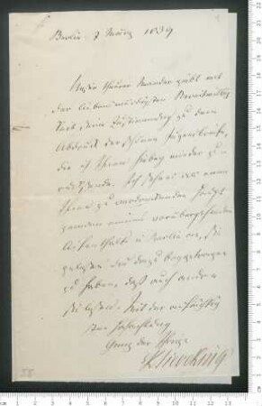 Brief von Karl Sieveking an Unbekannt