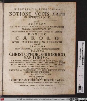 Dissertatio Theologica De Notione Vocis Sarx In Scriptis N.T.