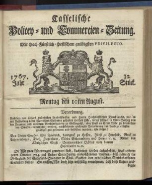 32. Stueck, Montag den 10ten August 1767