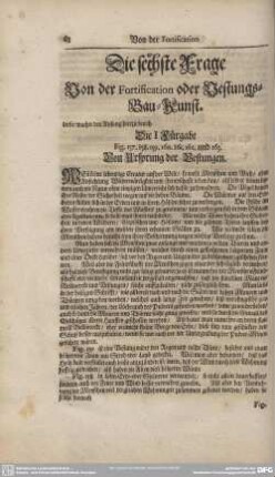 Die sechste Frage. Von der Fortification oder Vestungs-Bau-Kunst.