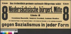 Wahlplakat der Niedersächsischen Bürgerlichen Mitte zur Reichstagswahl am 6. November 1932