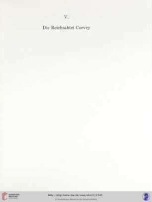 V. Die Reichsabtei Corvey