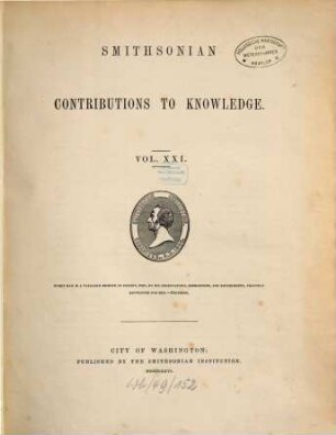 Smithsonian contributions to knowledge. 21. 1876