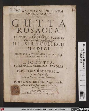 Dissertatio Medica Inauguralis De Gutta Rosacea