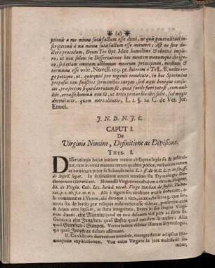 Caput I. De Virginis Nomine, Definitione ac Divisione.