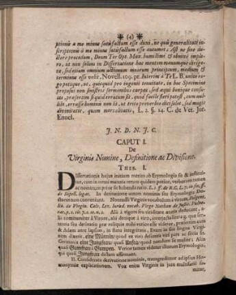 Caput I. De Virginis Nomine, Definitione ac Divisione.