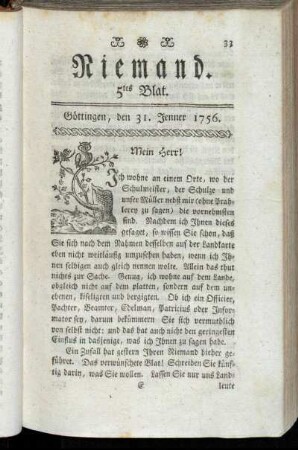 5tes Blat. Göttingen, den 31. Jenner 1756.