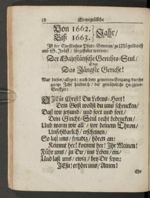 Von 1662. Biß 1663. Jahr