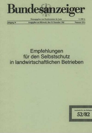 Empfehlungen für den Selbstschutz in landwirtschaftlichen Betrieben