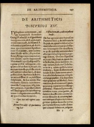 De Arithmeticis Discursus XIV.