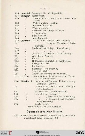 Ölgemälde moderner Meister/Ölgemälde alter Meister (Nr. 1067-1185)