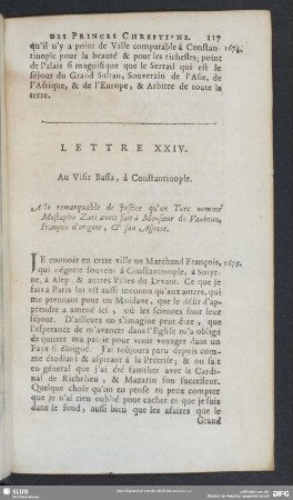 Lettre XXIV. Au Visir Bassa , à Constantinople