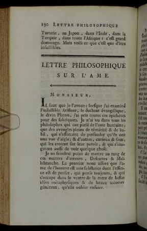 Lettre Philosophique Sur L' Ame.