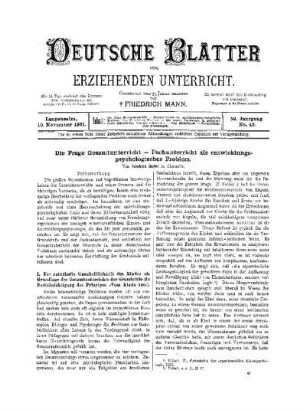 Die Frage Gesamtunterricht - Fachunterricht als entwicklungspsychologisches Problem
