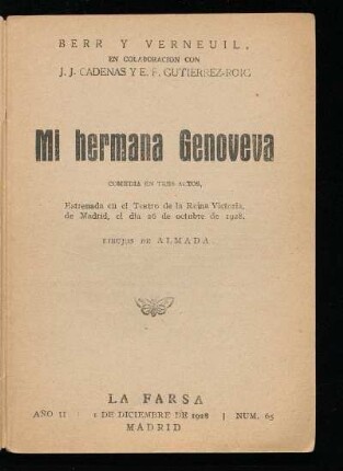 Mi hermana Genoveva : comedia en tres actos