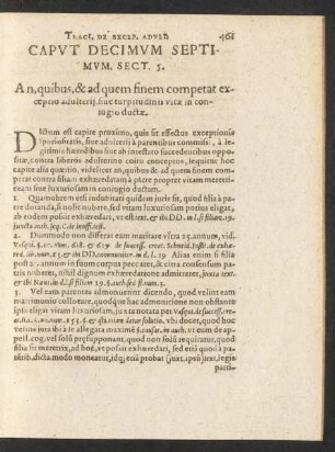 Caput Decimum Septimum. Sect 5. An, quibus, & ad quem finem competat exceptio adulterii sive turpitudinis vitae ...