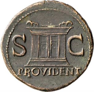 As des Tiberius für Augustus mit Darstellung des Altars der Providentia Augusta