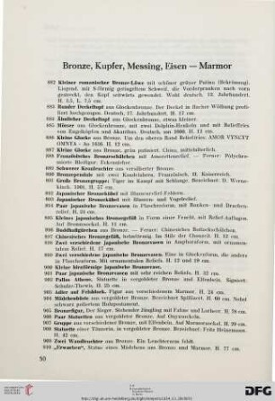 Bronze, Kupfer, Messing, Eisen – Marmor(Nr. 882-984)