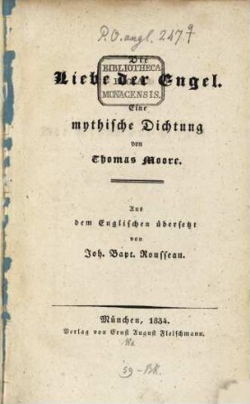 Die Liebe der Engel : eine mythische Dichtung